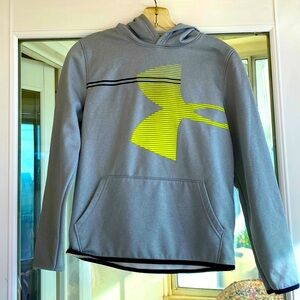 UNDER ARMOUR BOYS SWEATSHIRT HOODIE GRAY LIME GREEN BRAT YOUTH Large YLG…